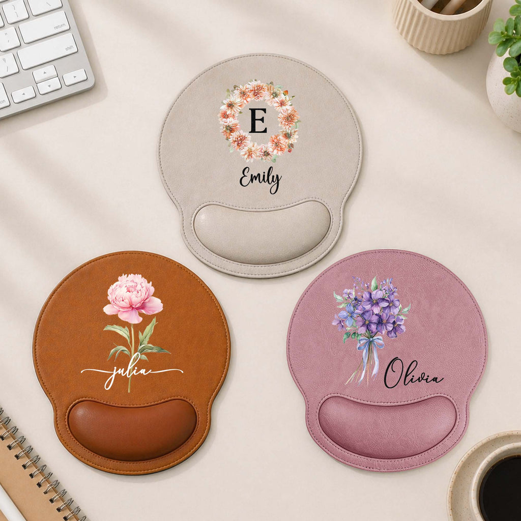 Custom Birth Flower & Name For Her, Coworker, Boss Lady, Friends, Daughter - Personalized Mouse Pad