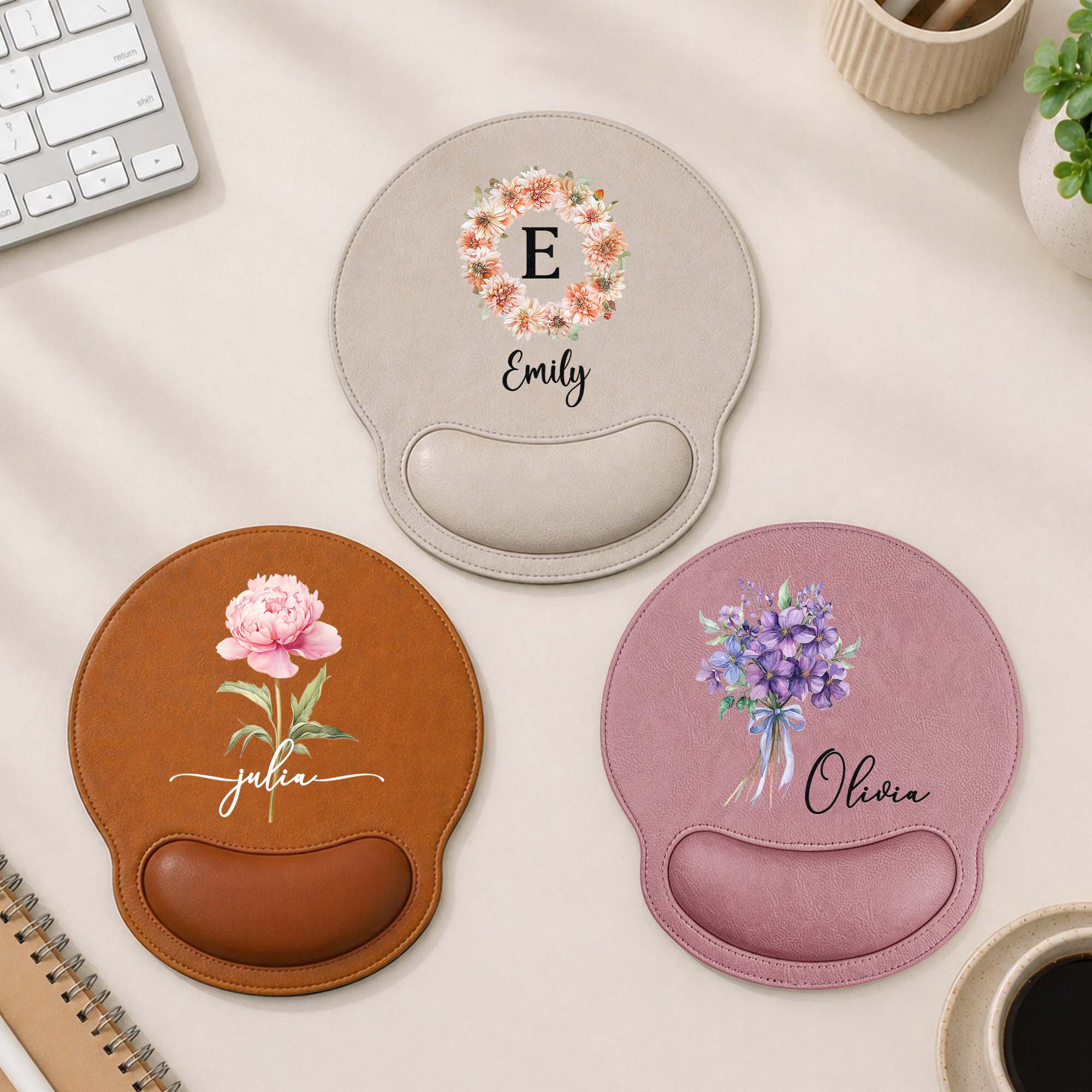 Custom Birth Flower & Name For Her, Coworker, Boss Lady, Friends, Daughter - Personalized Mouse Pad