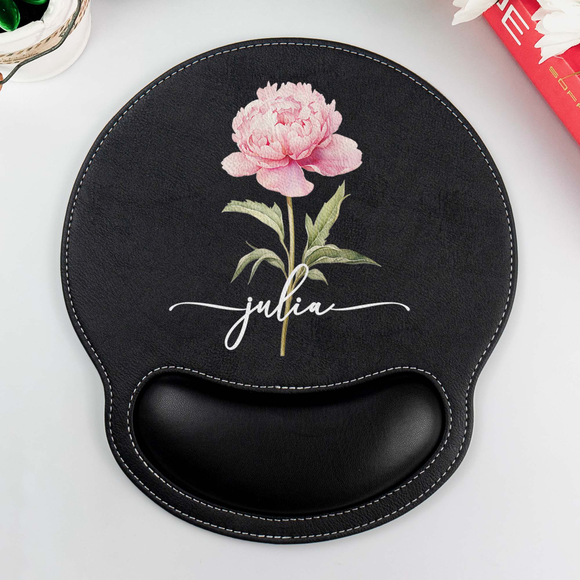 Custom Birth Flower & Name For Her, Coworker, Boss Lady, Friends, Daughter - Personalized Mouse Pad