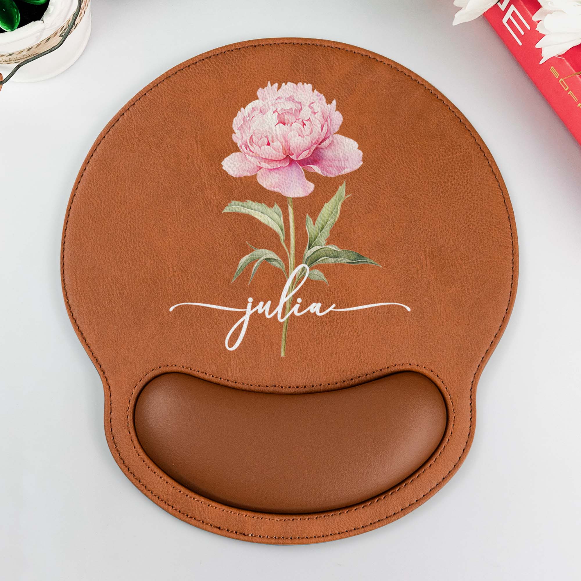 Custom Birth Flower & Name For Her, Coworker, Boss Lady, Friends, Daughter - Personalized Mouse Pad