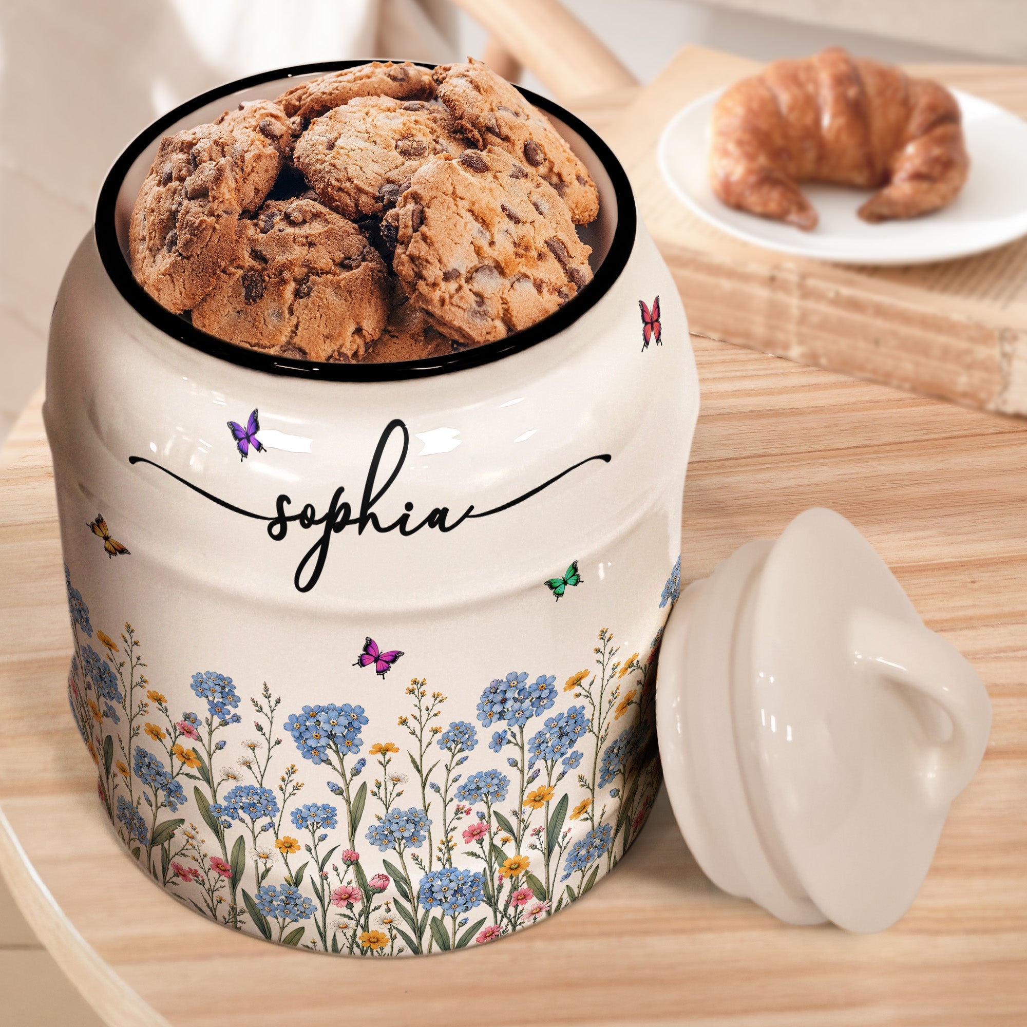 Custom Birth Flower & Name, Gifts For Her, Wife, Grandma, Daughter, Mom - Personalized Cookie Jar