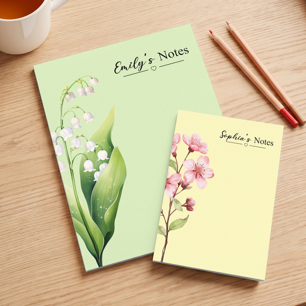 Custom Birth Flower & Name - Personalized Notepad