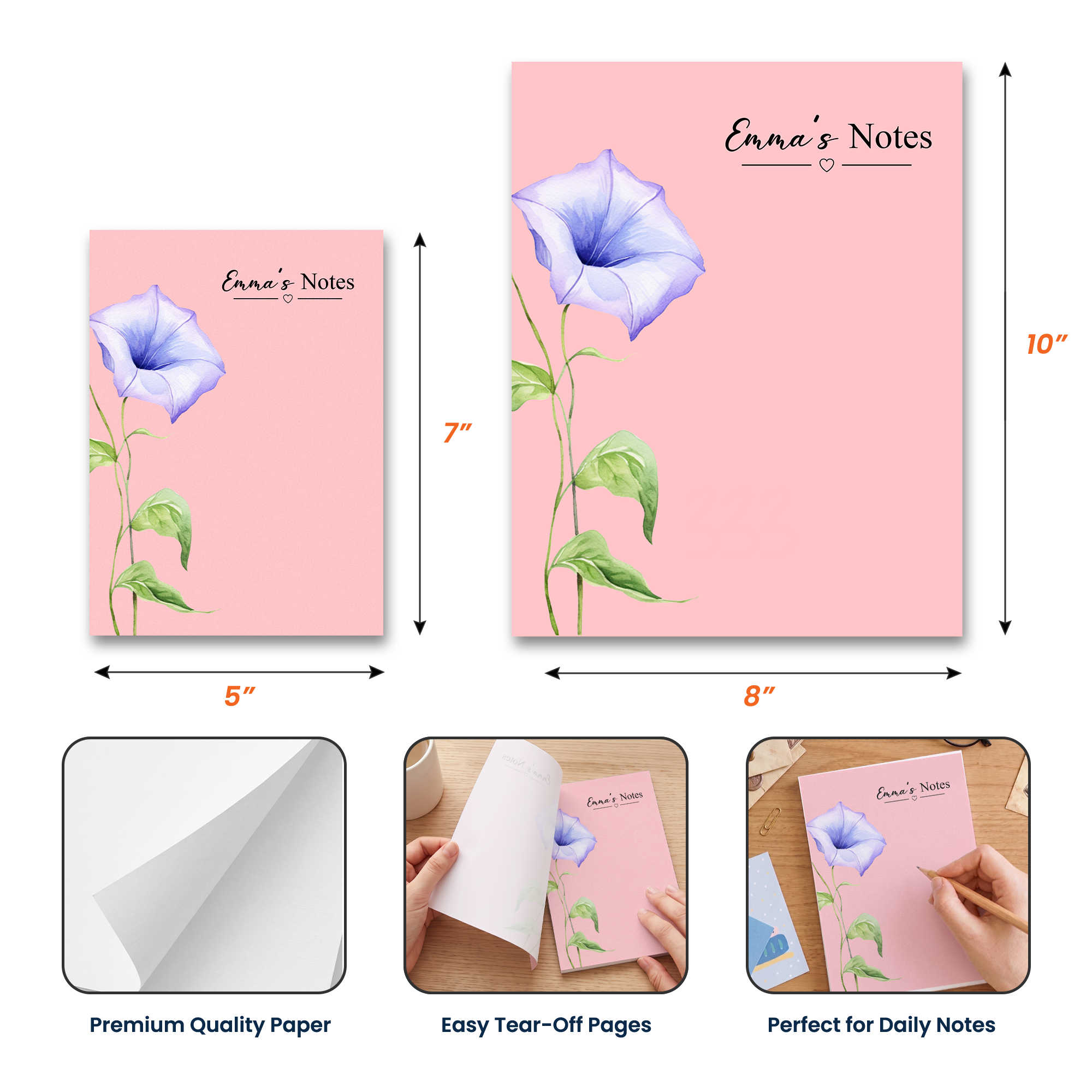 Custom Birth Flower & Name - Personalized Notepad