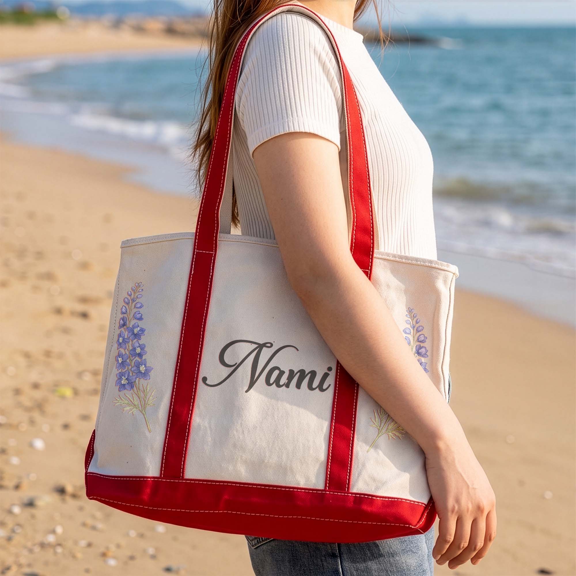 Custom Birth Flower & Name - Personalized Tote Bag