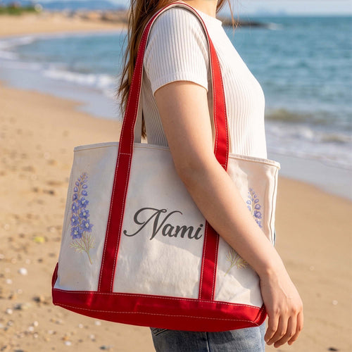 Custom Birth Flower & Name - Personalized Tote Bag