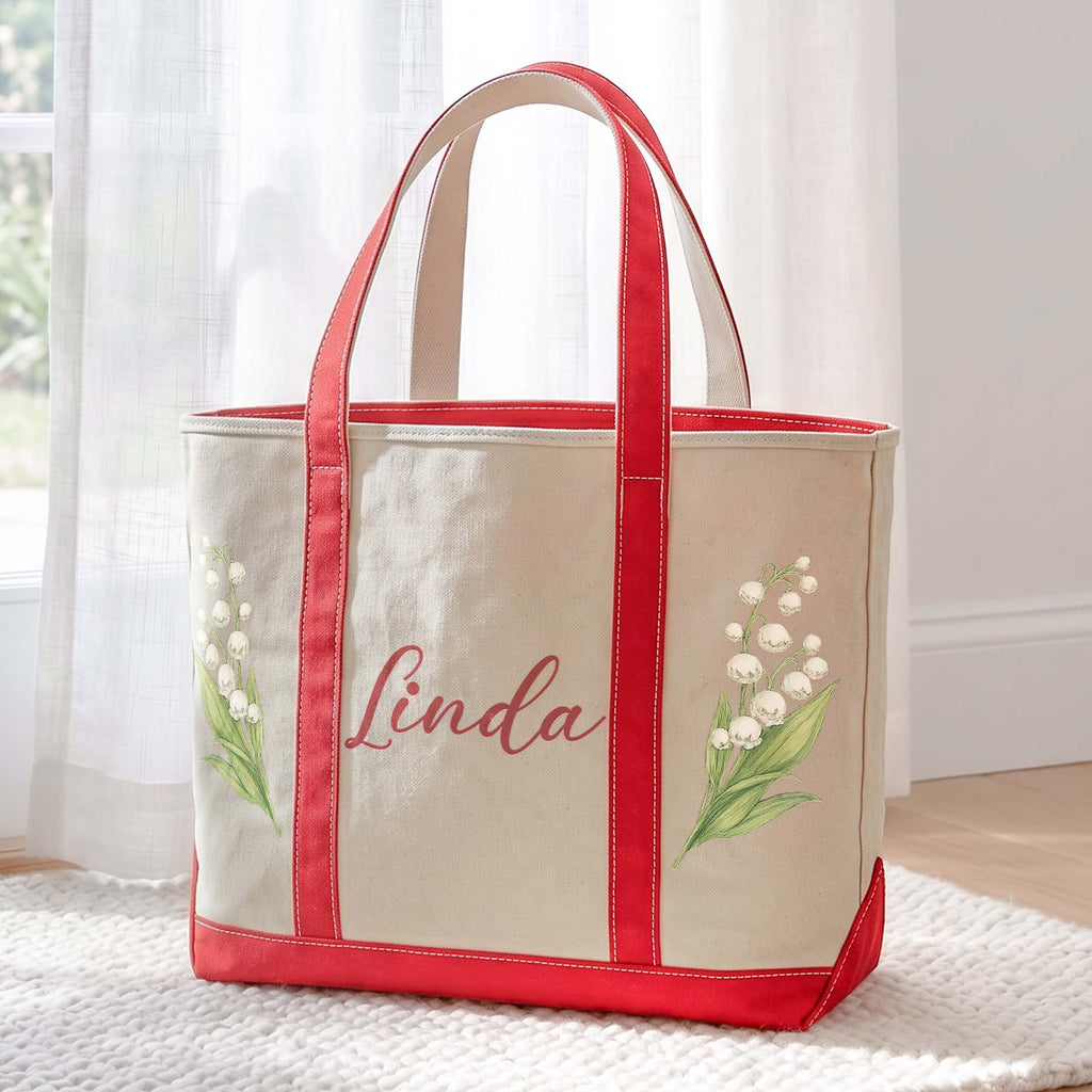 Custom Birth Flower & Name - Personalized Tote Bag