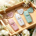 Custom Birth Flowers Wedding Gifts For Bridesmaid - Personalized Leather Lipstick Case With Mirror Keychain