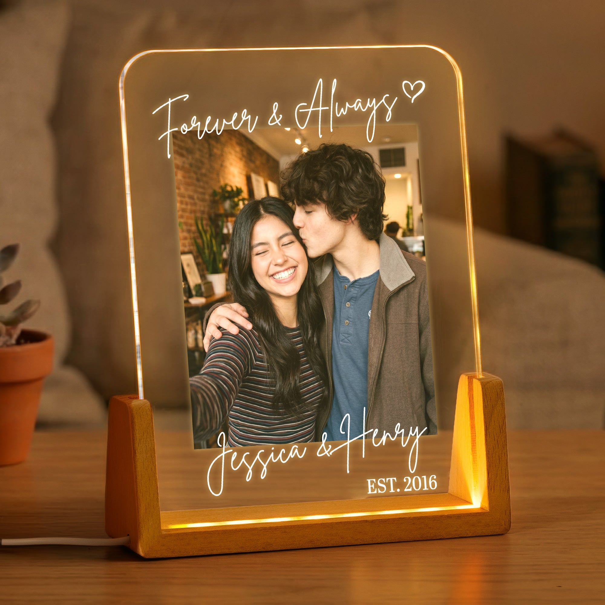 Custom Couple Anniversary Gifts For Her, Him Forever & Always - Personalized Night Light
