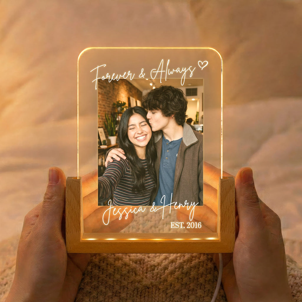 Custom Couple Anniversary Gifts For Her, Him Forever & Always - Personalized Night Light