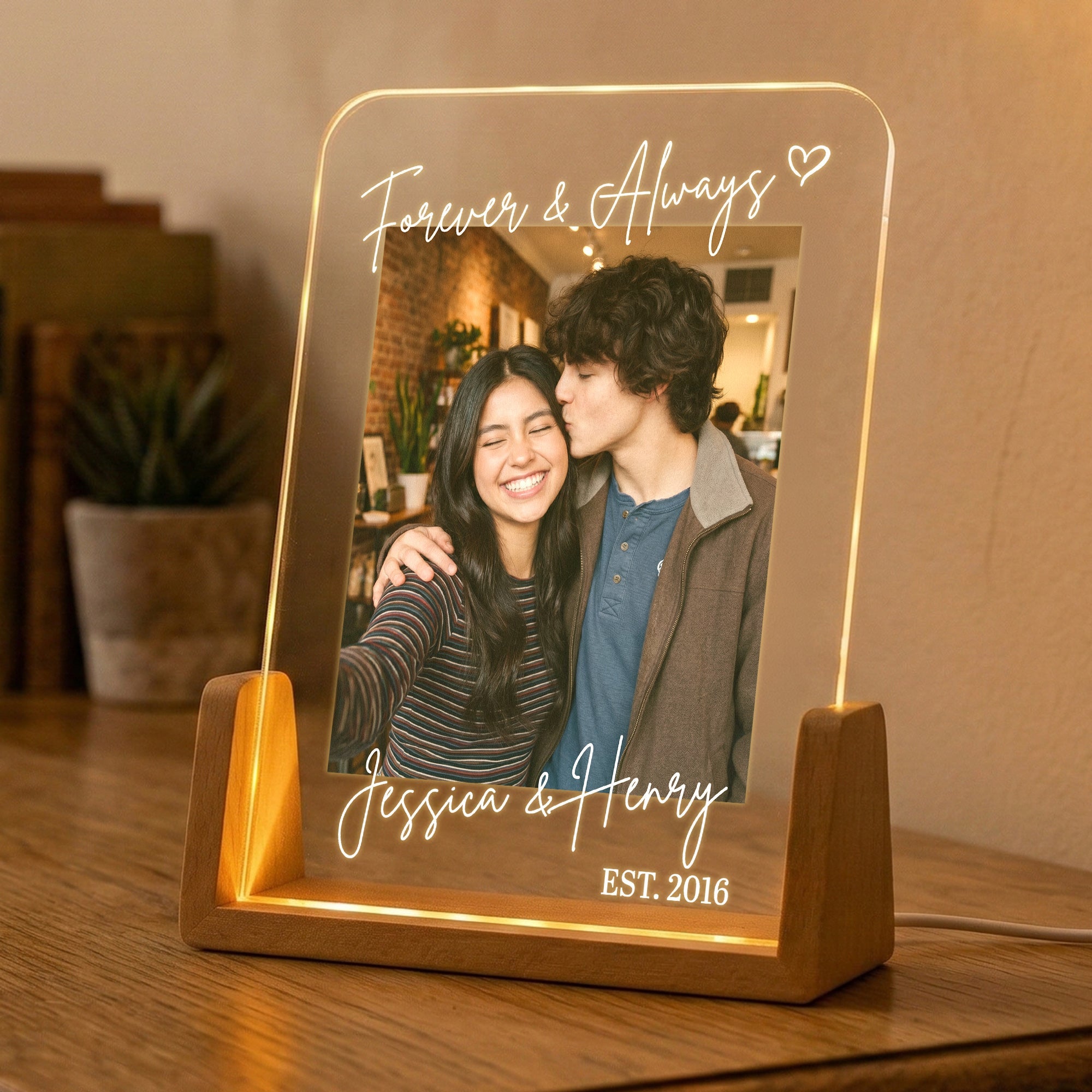Custom Couple Anniversary Gifts For Her, Him Forever & Always - Personalized Night Light