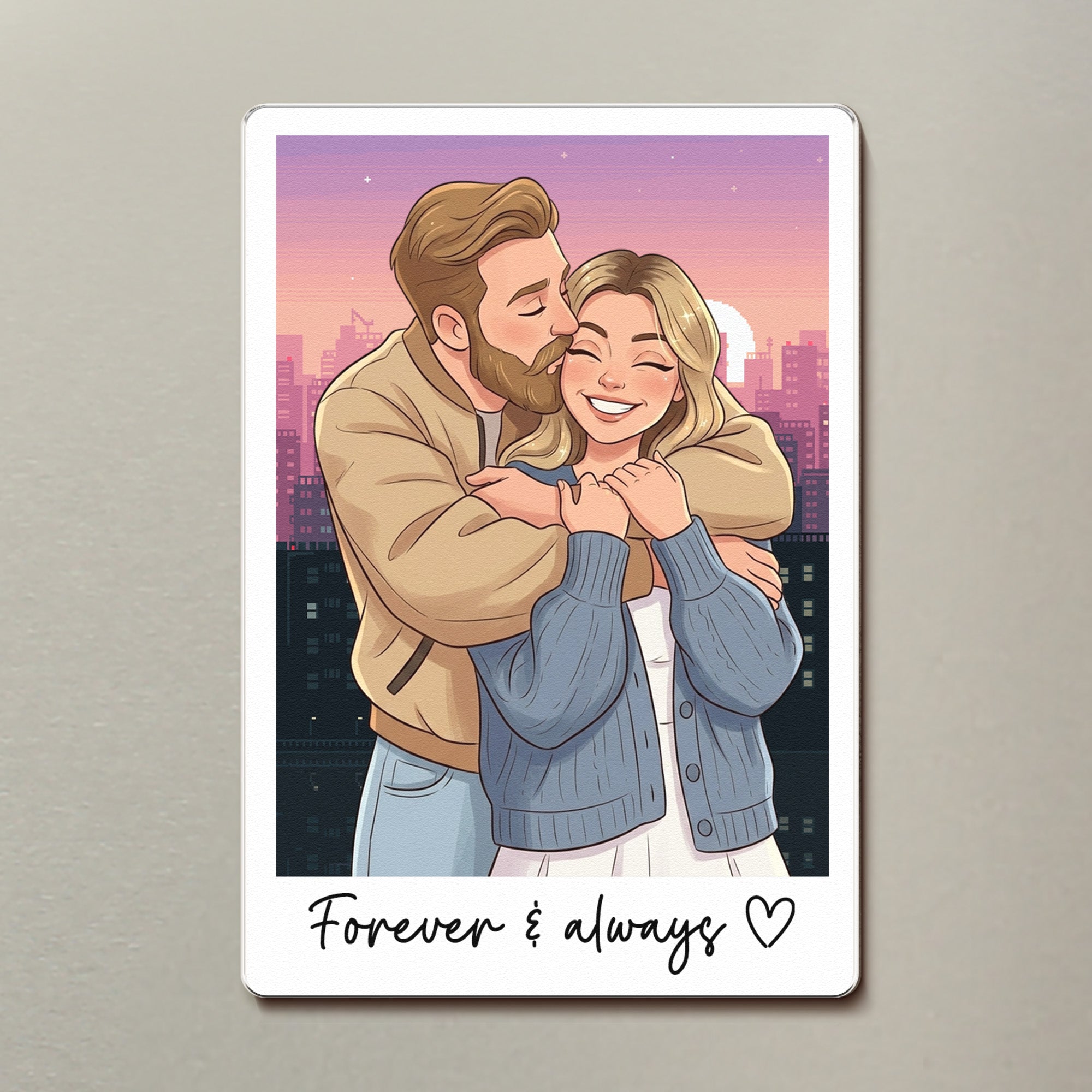 Custom Couple Gifts Photo Into Art Cartoon Style - Personalized Magnet