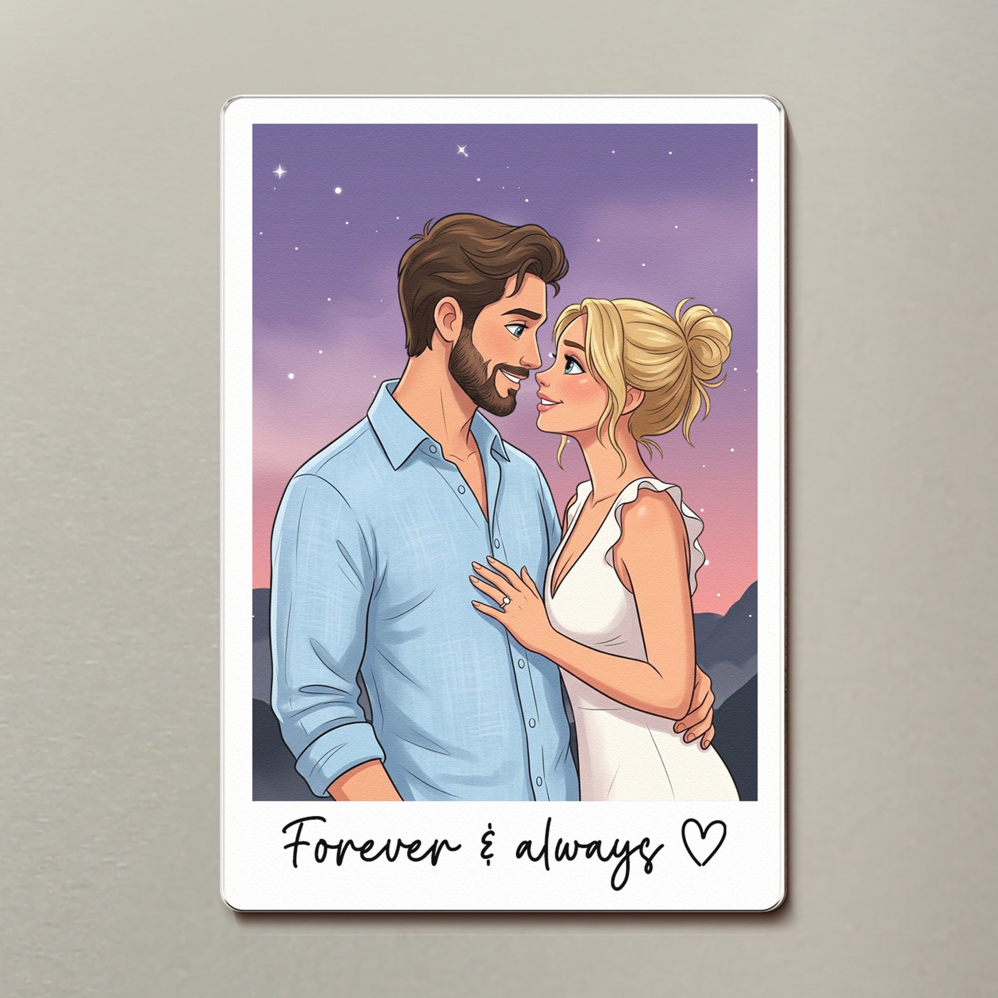 Custom Couple Gifts Photo Into Art Cartoon Style - Personalized Magnet