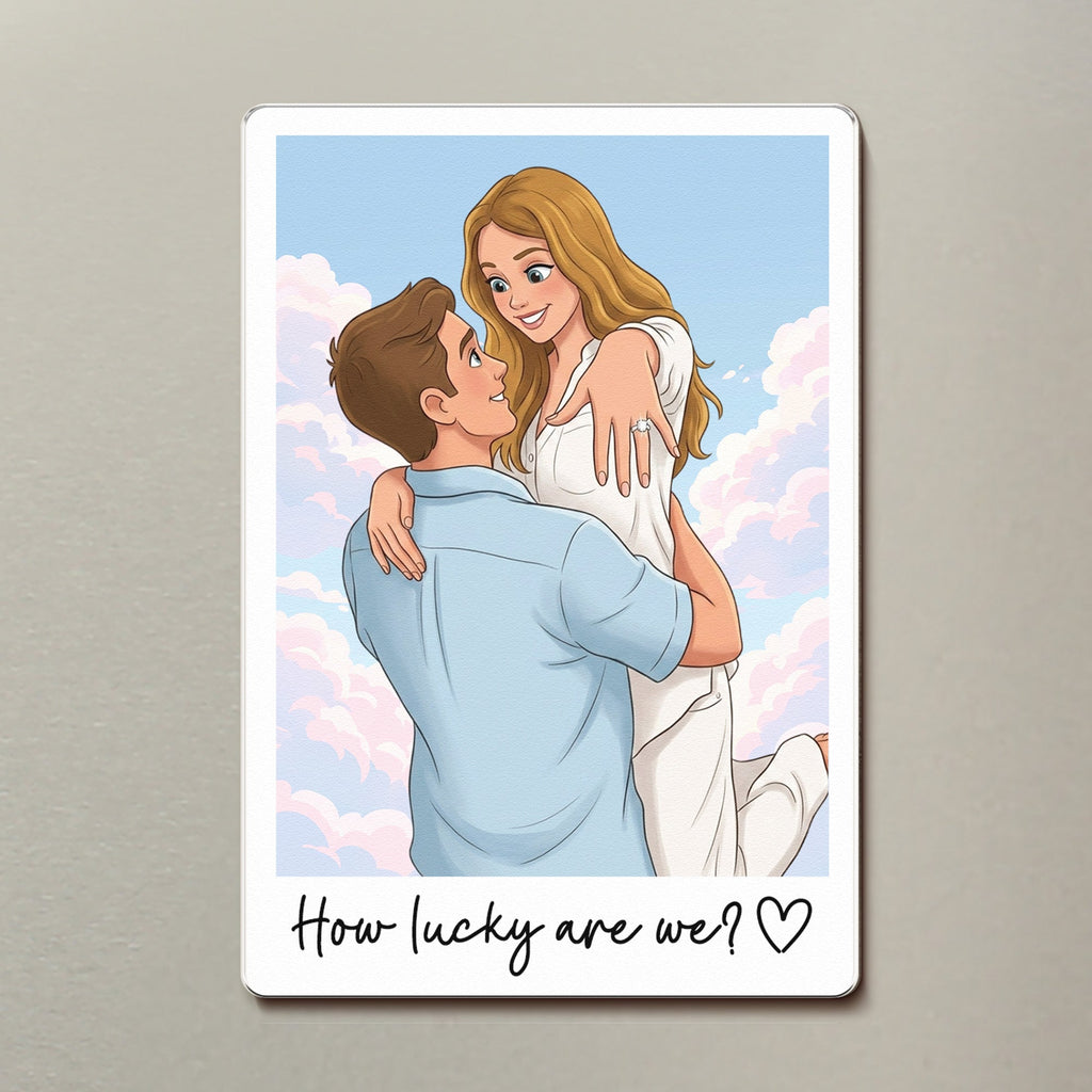 Custom Couple Gifts Photo Into Art Cartoon Style - Personalized Magnet