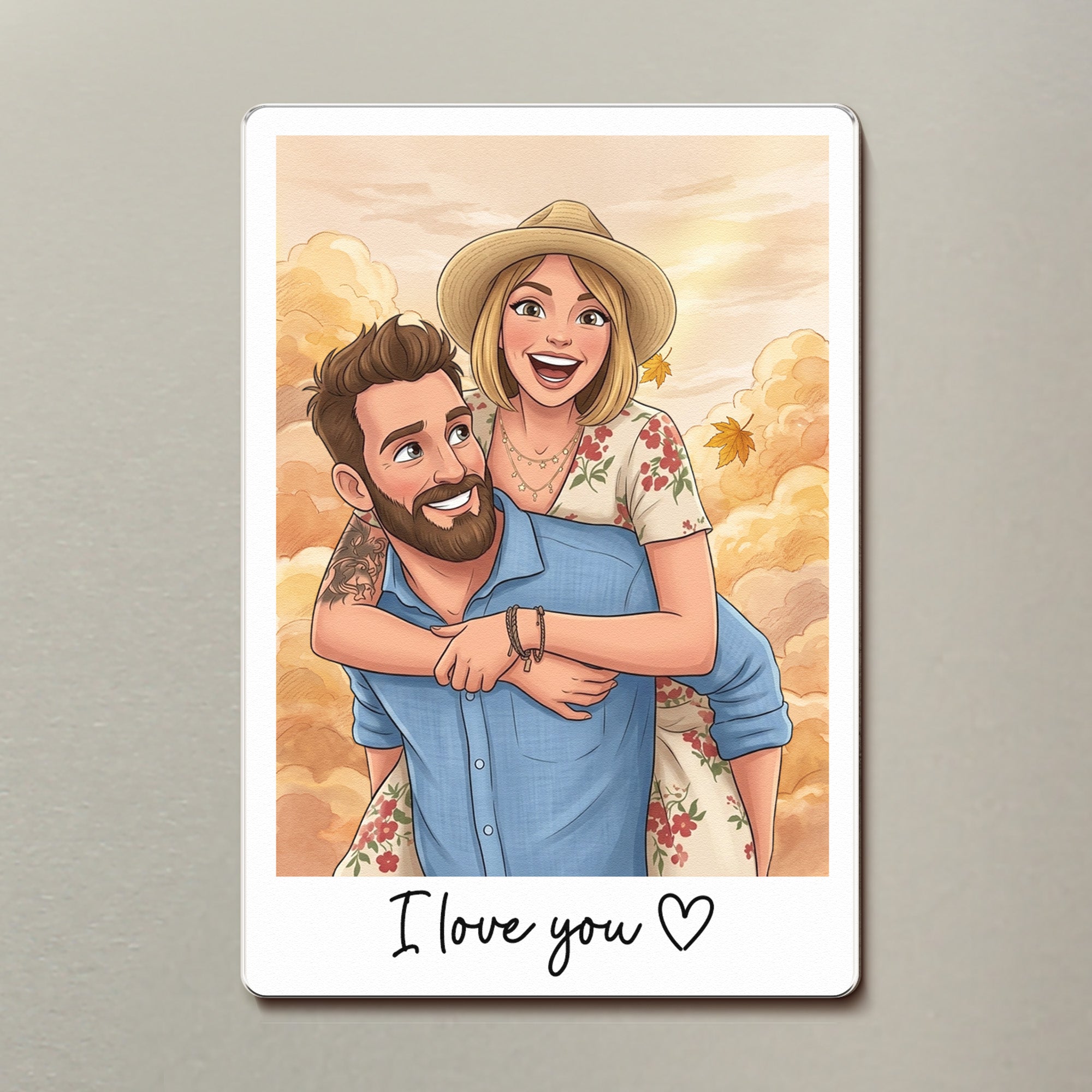 Custom Couple Gifts Photo Into Art Cartoon Style - Personalized Magnet