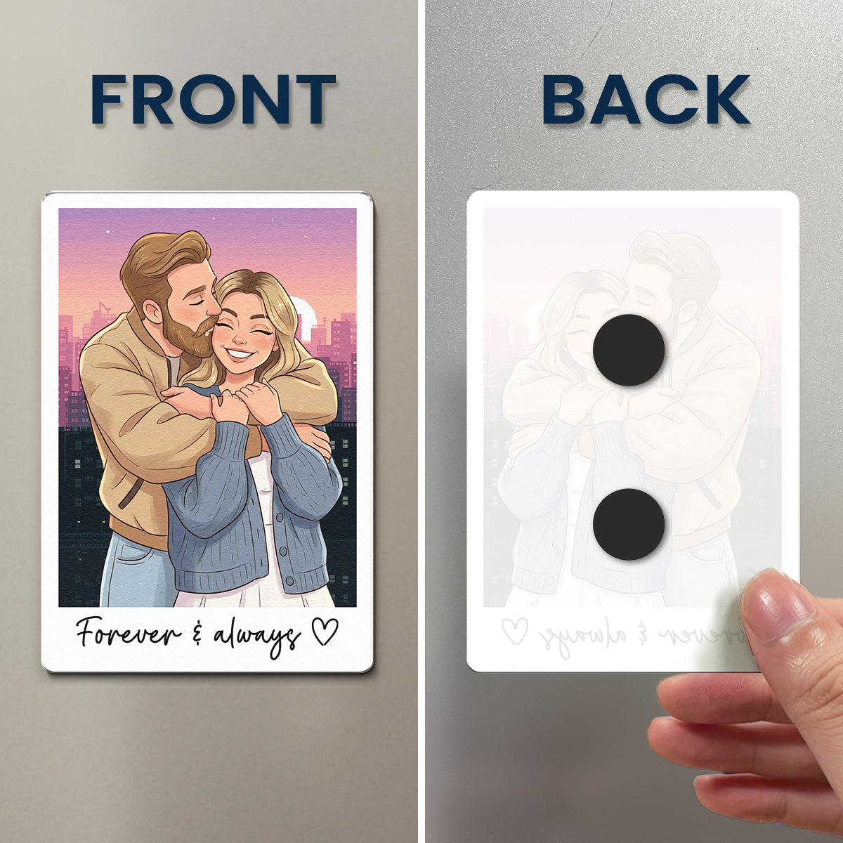 Custom Couple Gifts Photo Into Art Cartoon Style - Personalized Magnet