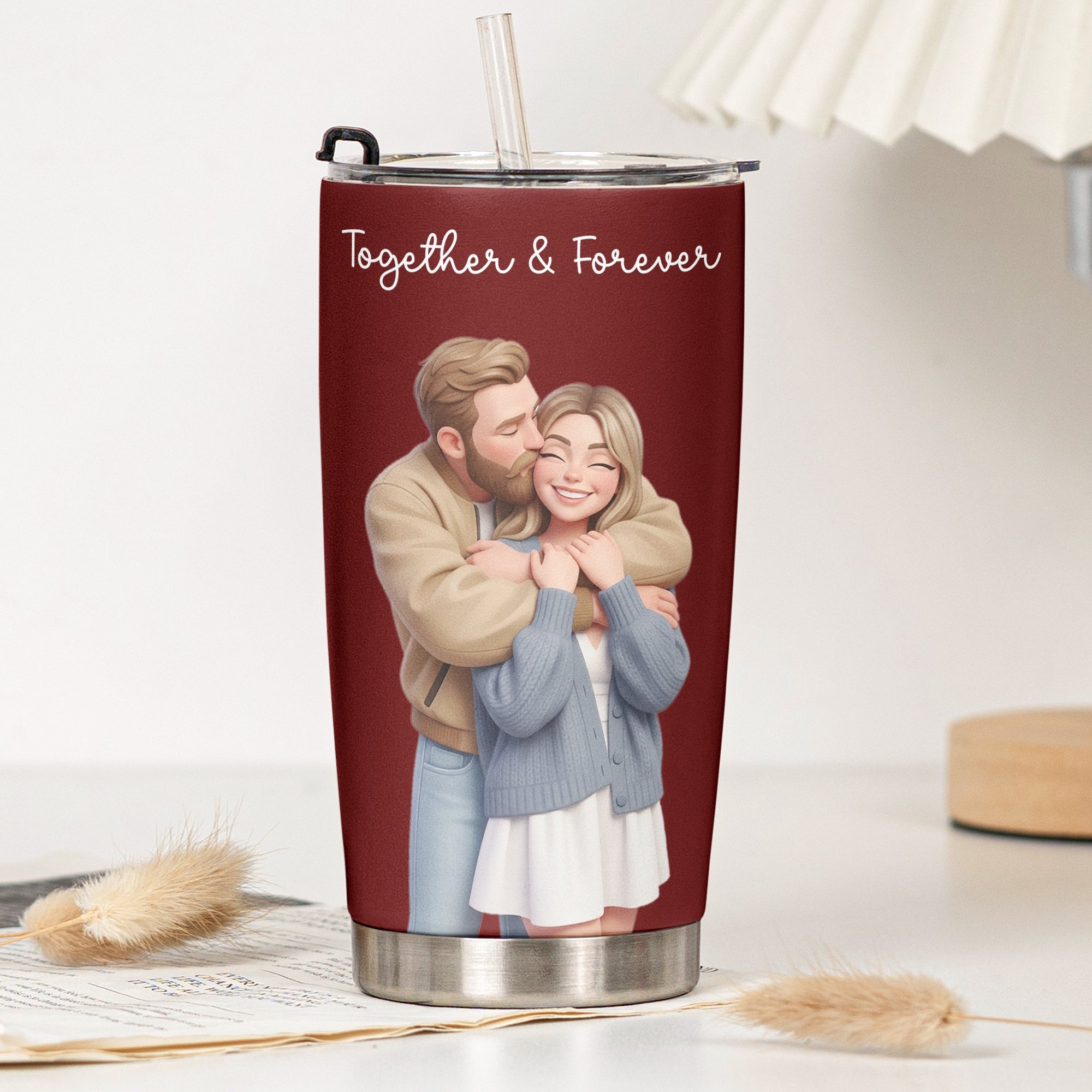 Custom Couple Photo Forever & Always Anniversary Gifts For Wife - Personalized Tumbler Cup
