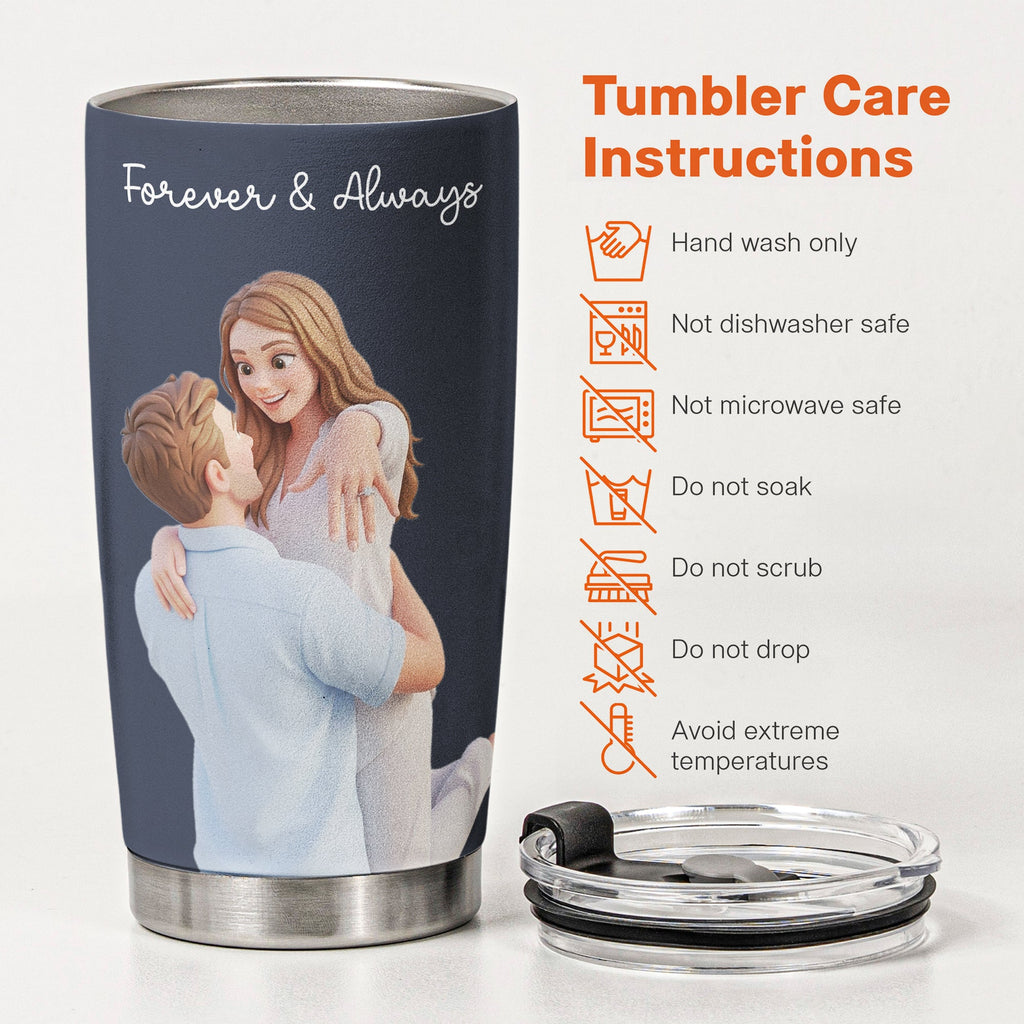 Custom Couple Photo Forever & Always Anniversary Gifts For Wife - Personalized Tumbler Cup