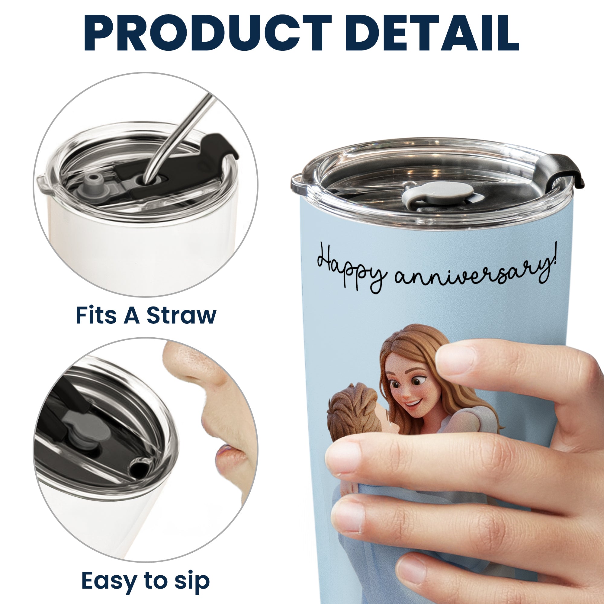 Custom Couple Photo Forever & Always Anniversary Gifts For Wife - Personalized Tumbler Cup