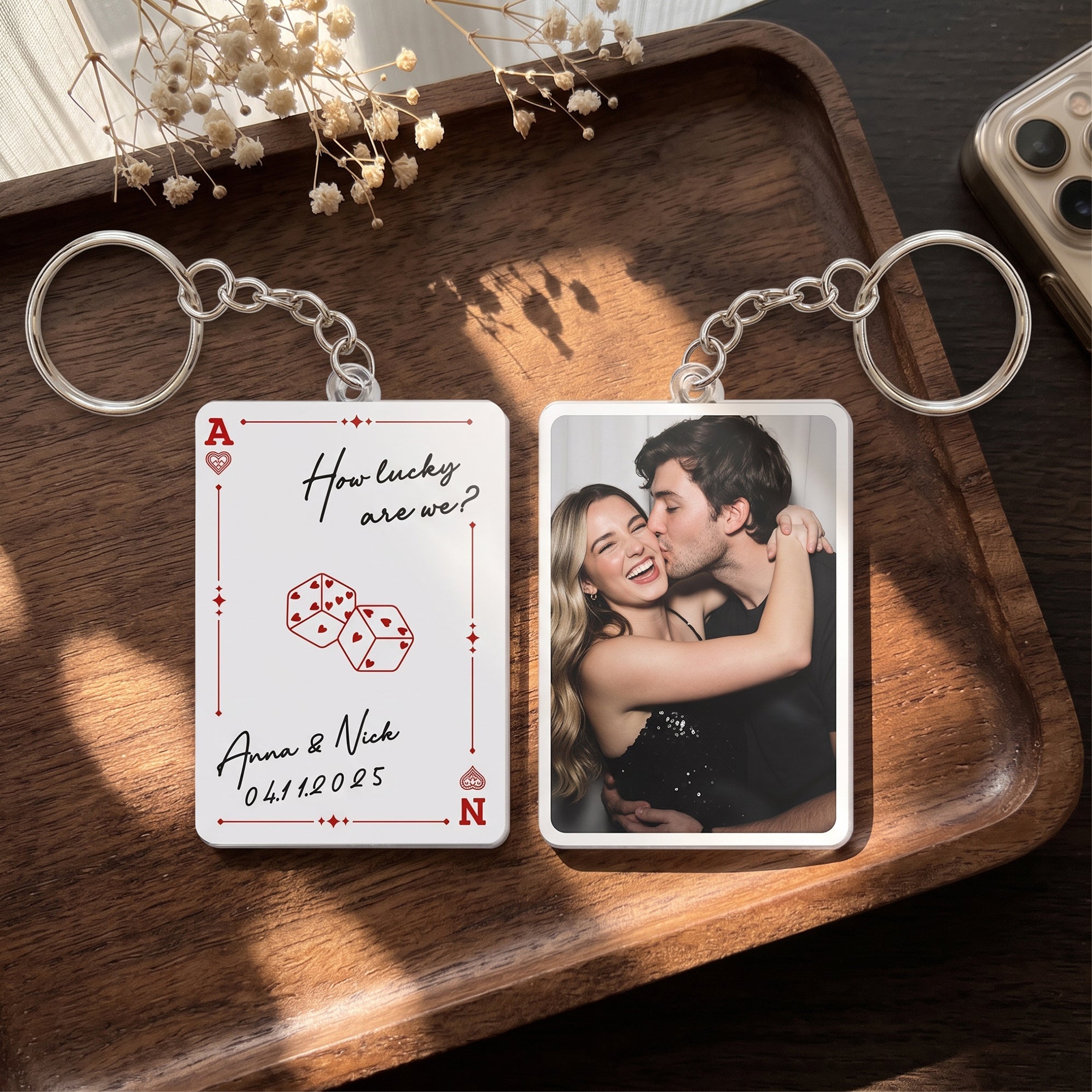 Custom Couple Photo How Lucky Are We - Personalized Keychain
