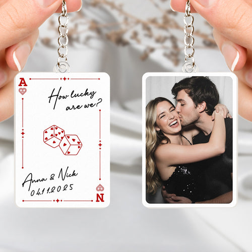 Custom Couple Photo How Lucky Are We - Personalized Keychain