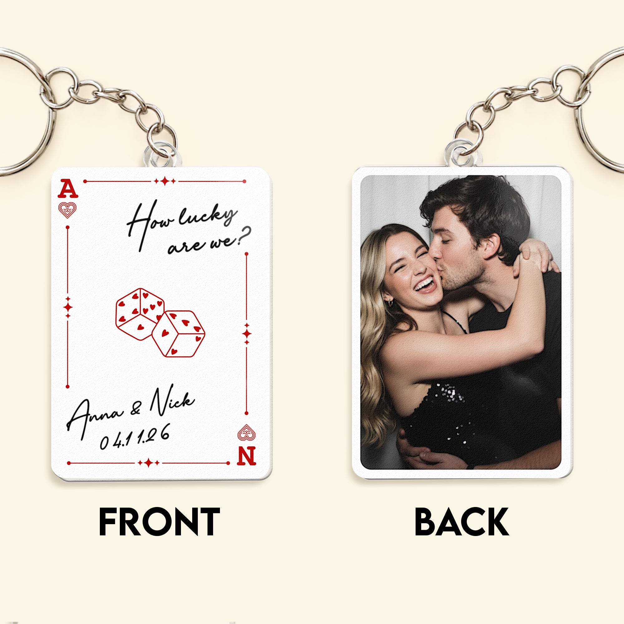 Custom Couple Photo How Lucky Are We - Personalized Keychain