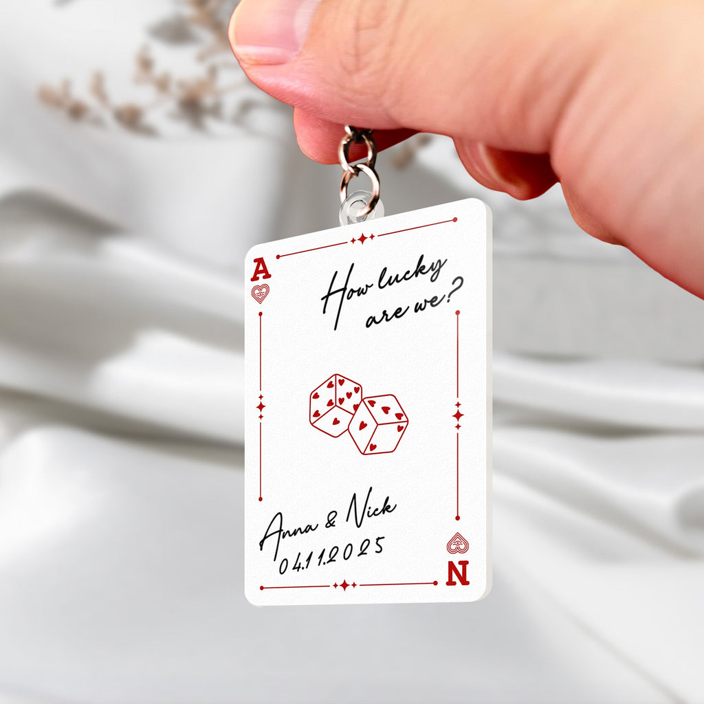 Custom Couple Photo How Lucky Are We - Personalized Keychain
