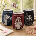 Custom Couple Photo Sketch Line Art Anniversary Gift For Him, Her - Personalized Wine Tumbler