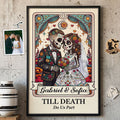 Custom Couple Portrait Day Of The Dead Art Till Death Do Us Part - Personalized Poster
