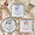 Custom Couple Portrait Ring Dish Engagement Gift For Her - Personalized Jewelry Dish