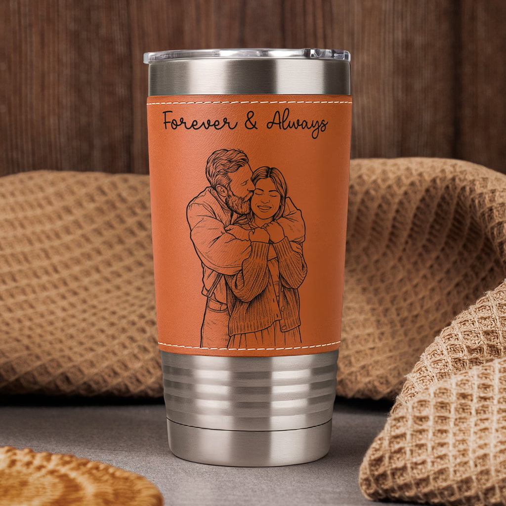 Custom Couple Sketch Line Art Anniversary Gift - Personalized 20oz Tumbler