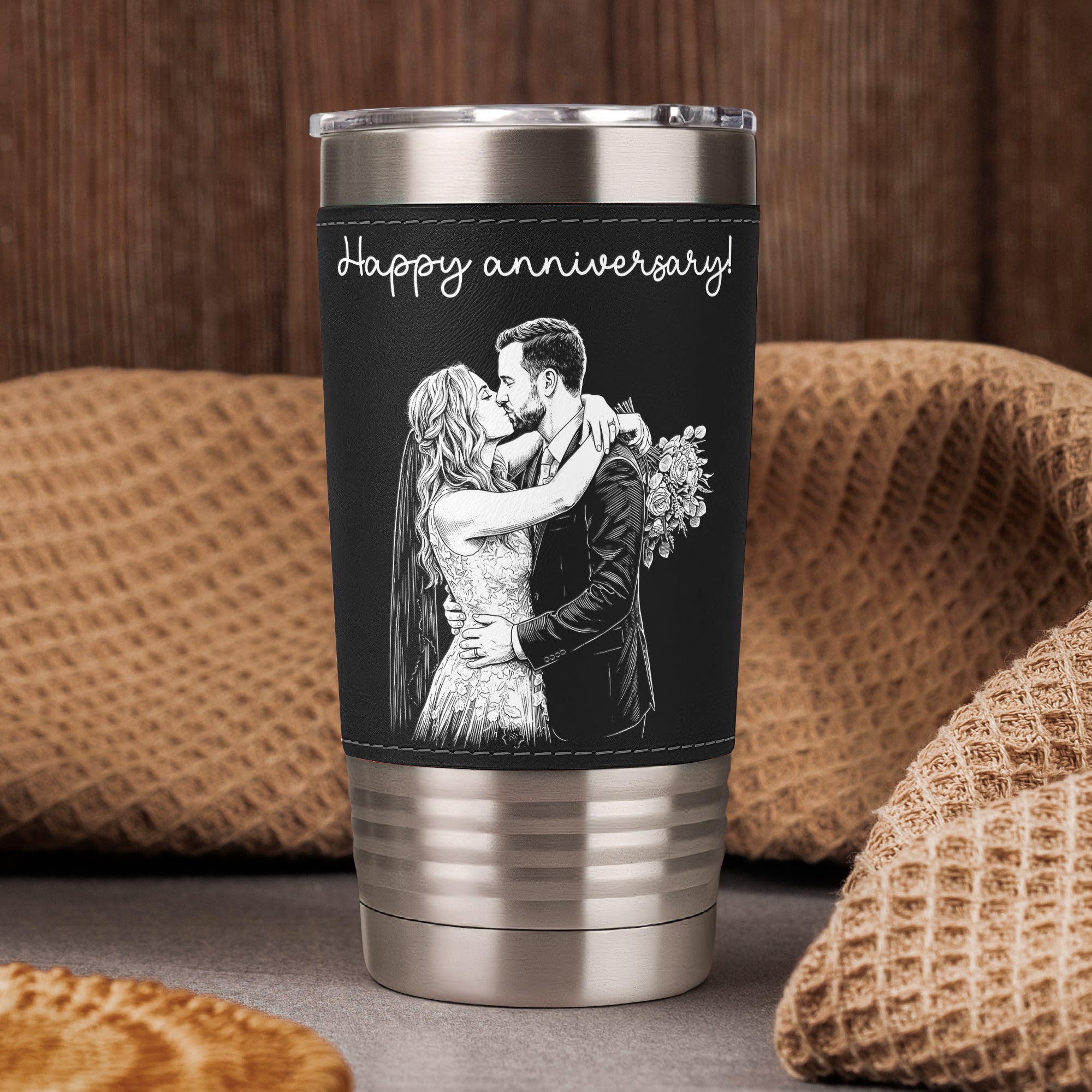 Custom Couple Sketch Line Art Anniversary Gift - Personalized 20oz Tumbler