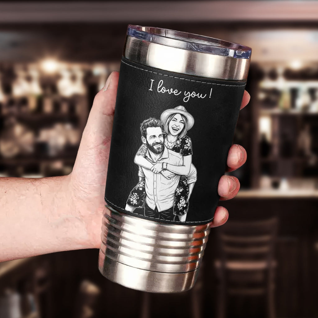 Custom Couple Sketch Line Art Anniversary Gift - Personalized 20oz Tumbler
