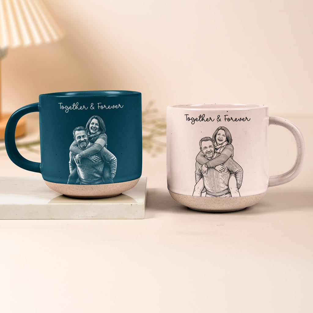 Custom Couple Sketch Line Art Anniversary Gift - Personalized Mug