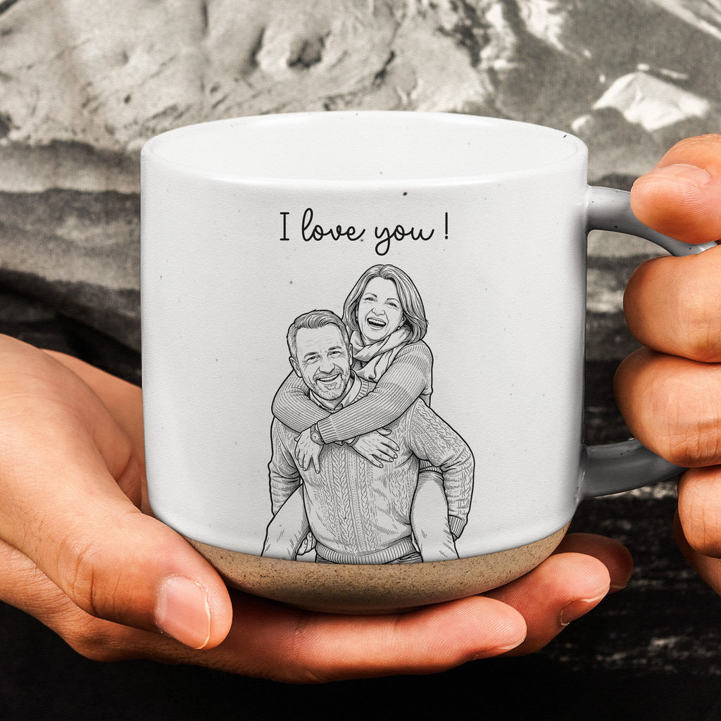 Custom Couple Sketch Line Art Anniversary Gift - Personalized Mug
