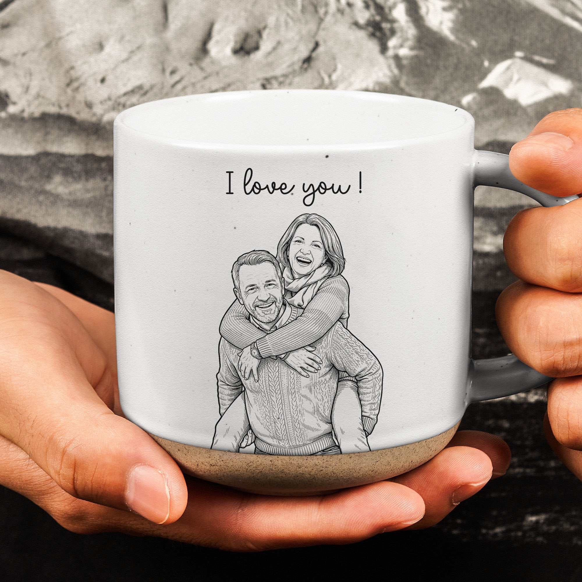 Custom Couple Sketch Line Art Anniversary Gift - Personalized Mug