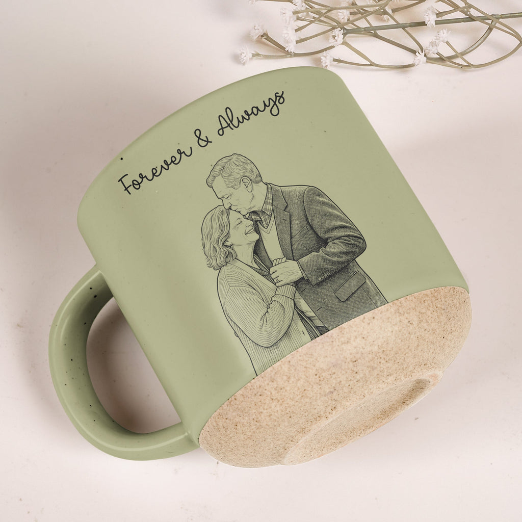 Custom Couple Sketch Line Art Anniversary Gift - Personalized Mug