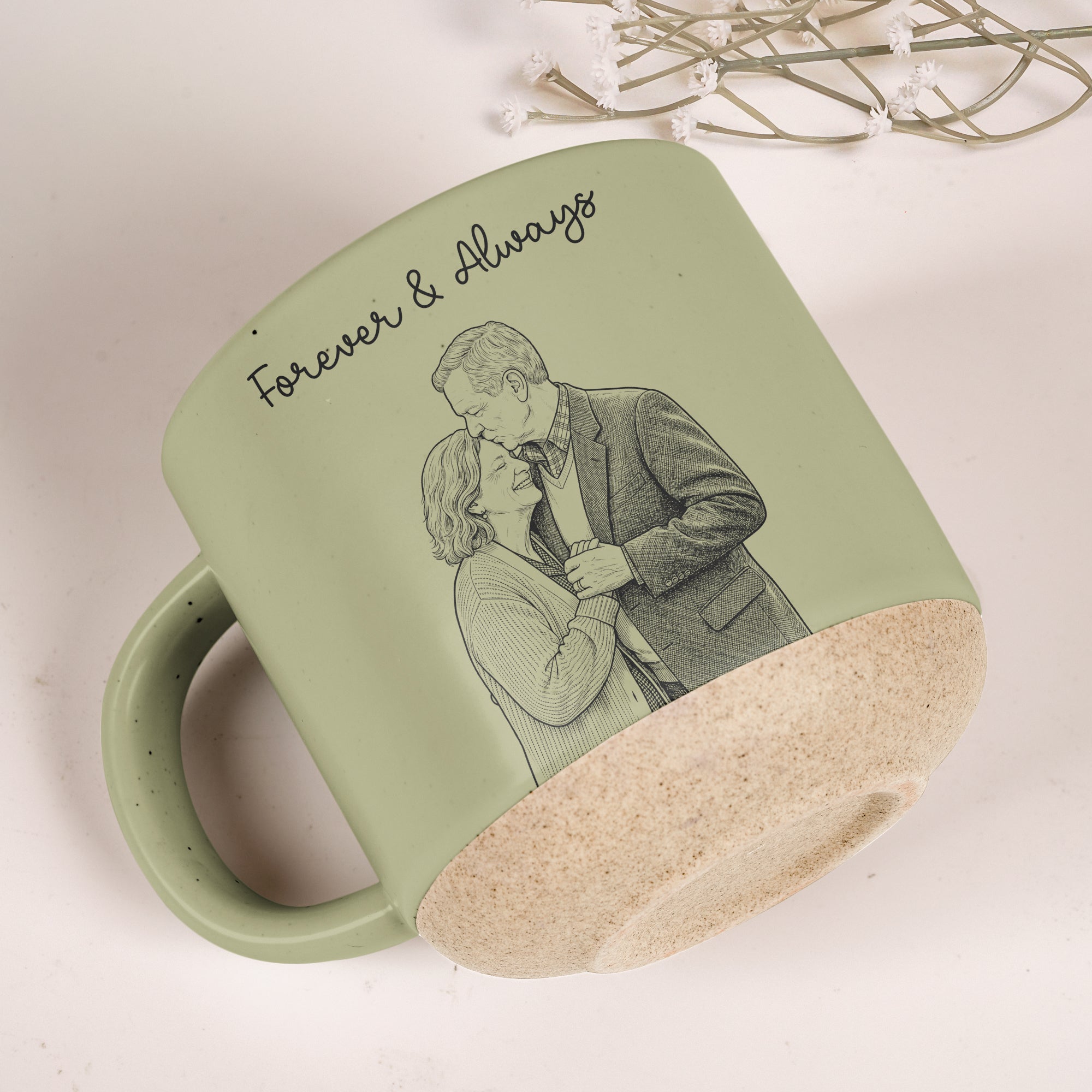 Custom Couple Sketch Line Art Anniversary Gift - Personalized Mug