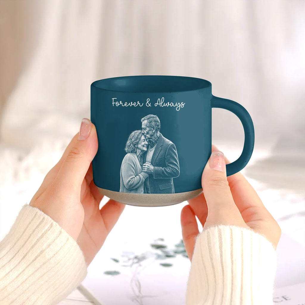 Custom Couple Sketch Line Art Anniversary Gift - Personalized Mug