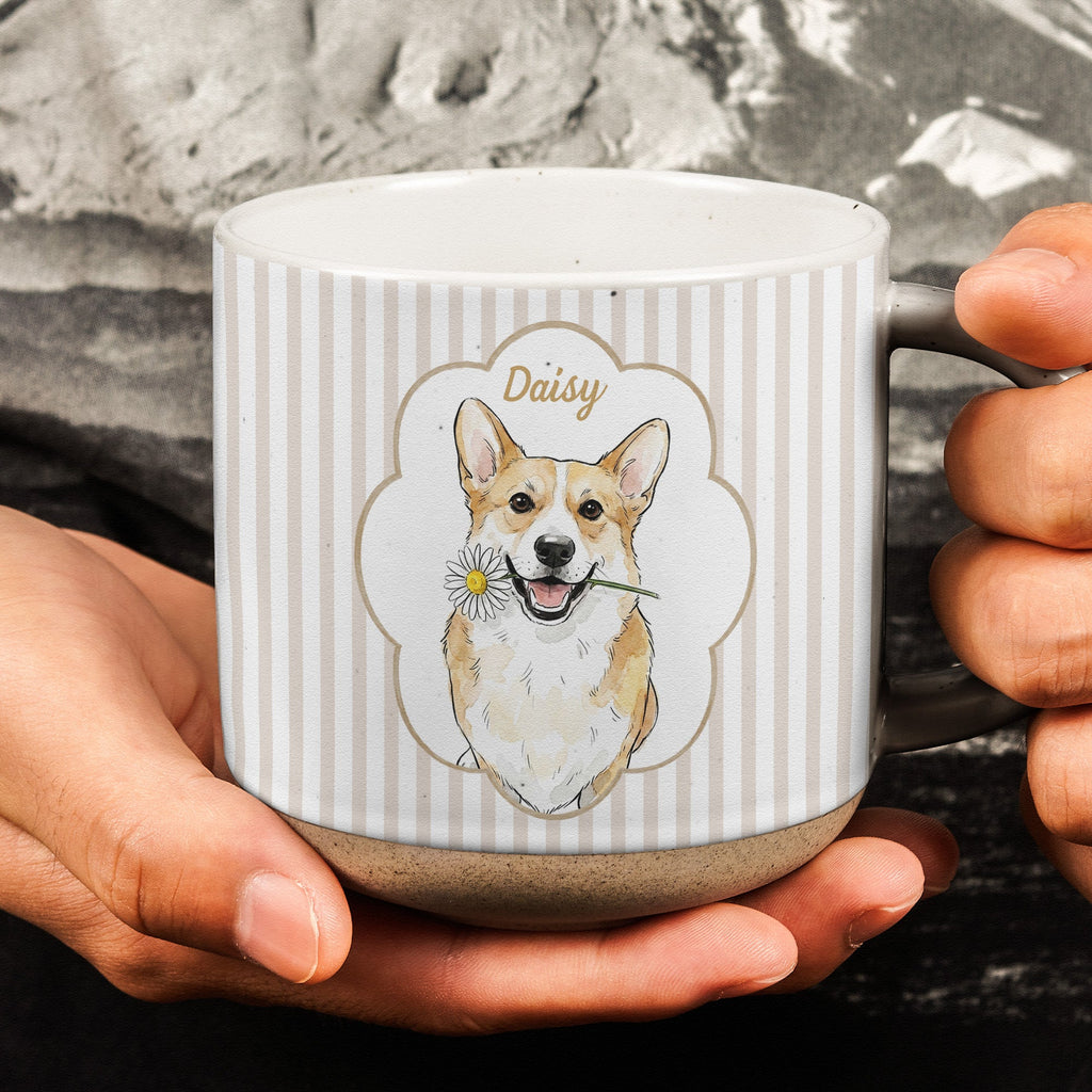 Custom Cute Pet Photo Watercolor Striped Pattern - Personalized Mug