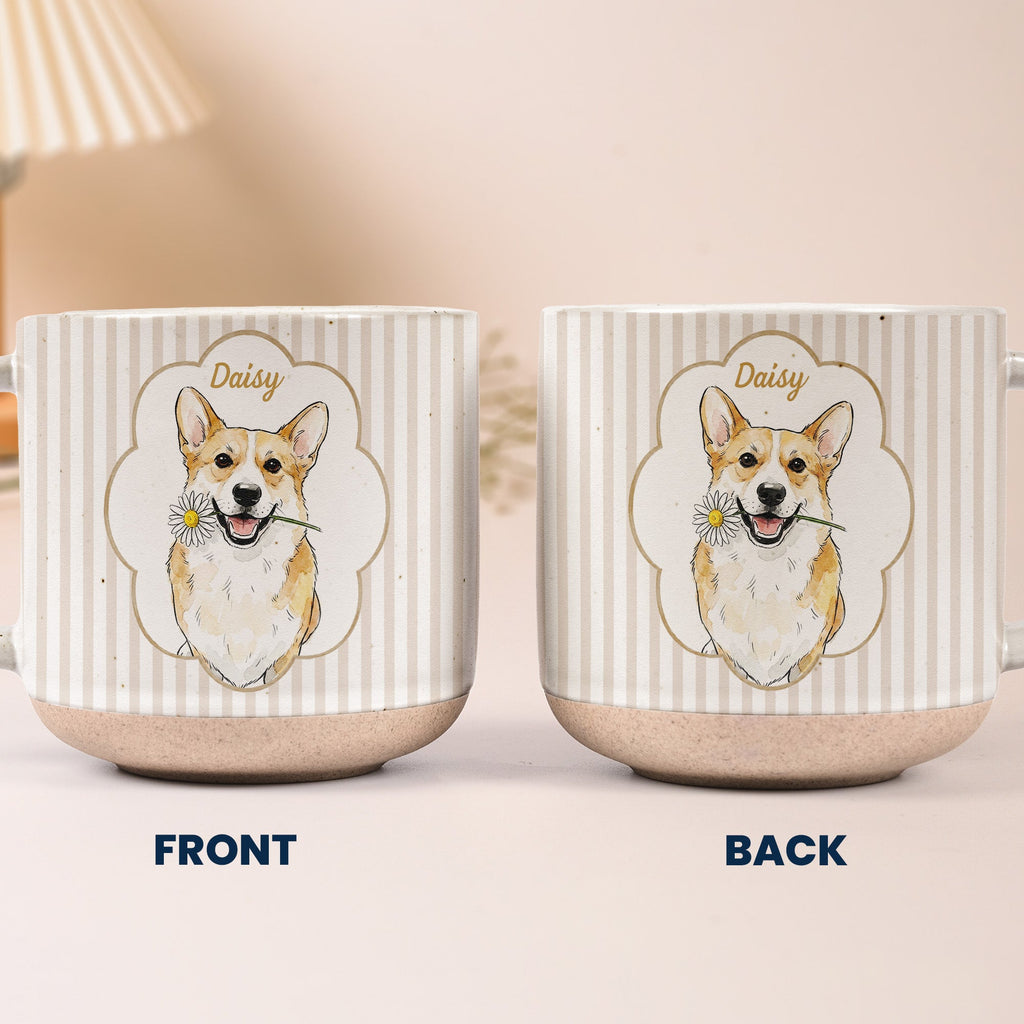 Custom Cute Pet Photo Watercolor Striped Pattern - Personalized Mug