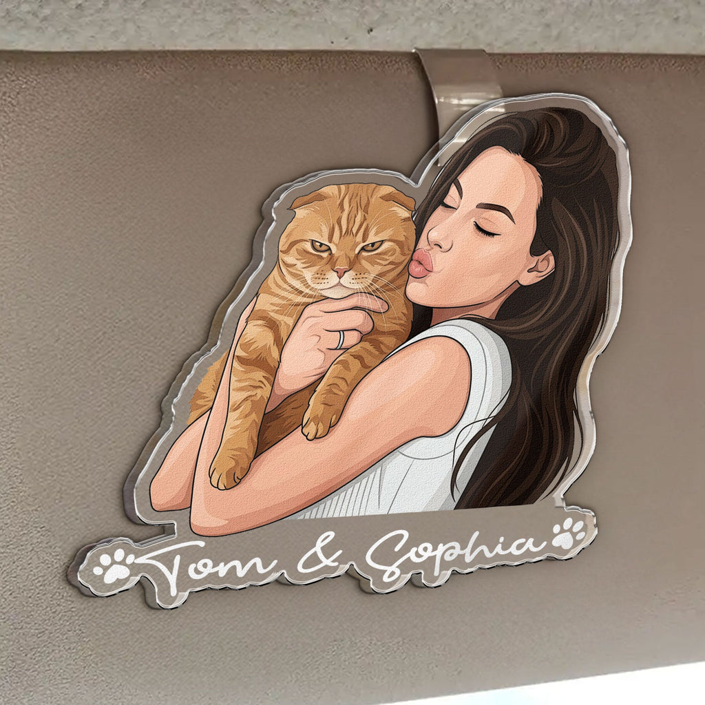 Custom Dog Cat Portrait - Turn Pet Photo Into Art - Personalized Car Visor Clip