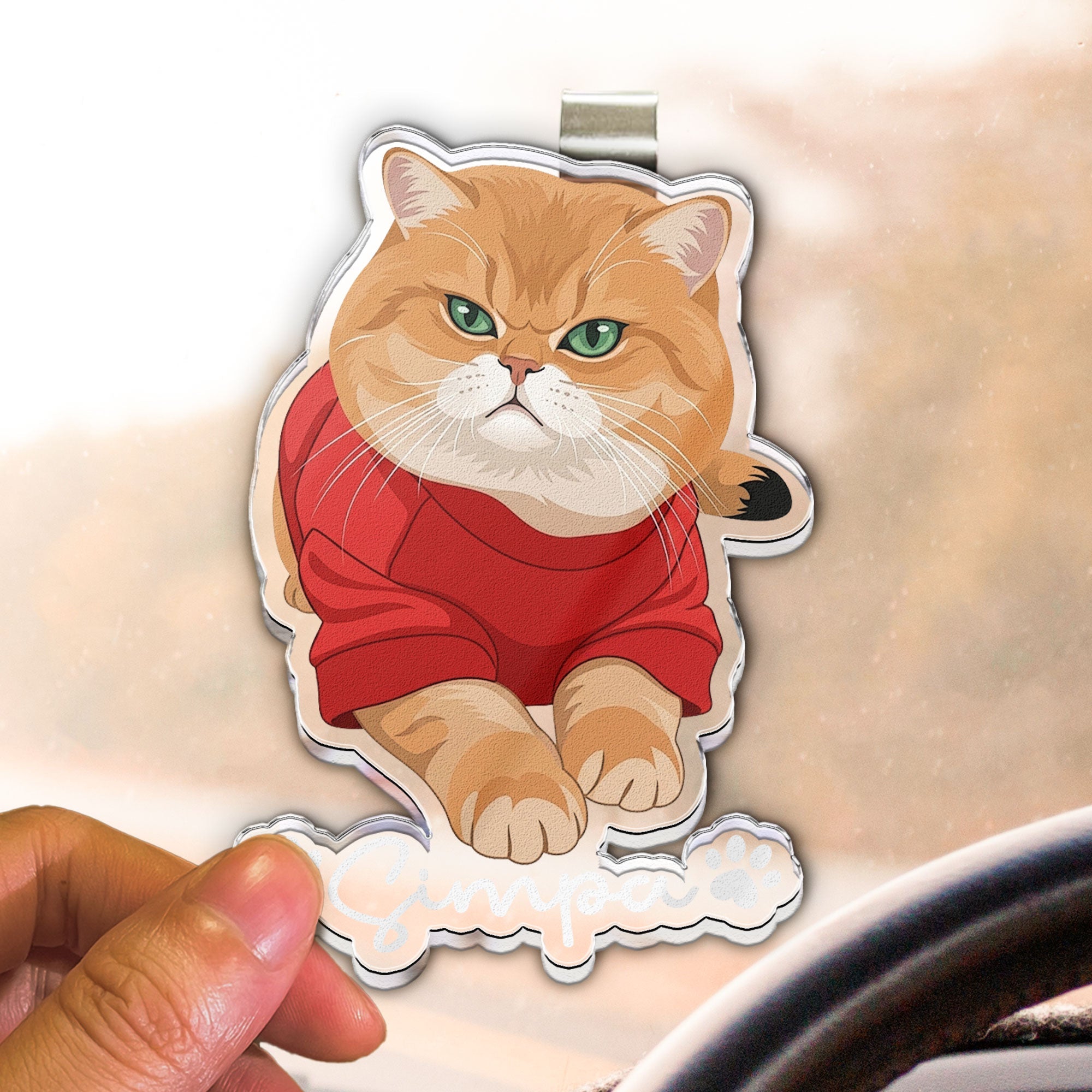 Custom Dog Cat Portrait - Turn Pet Photo Into Art - Personalized Car Visor Clip