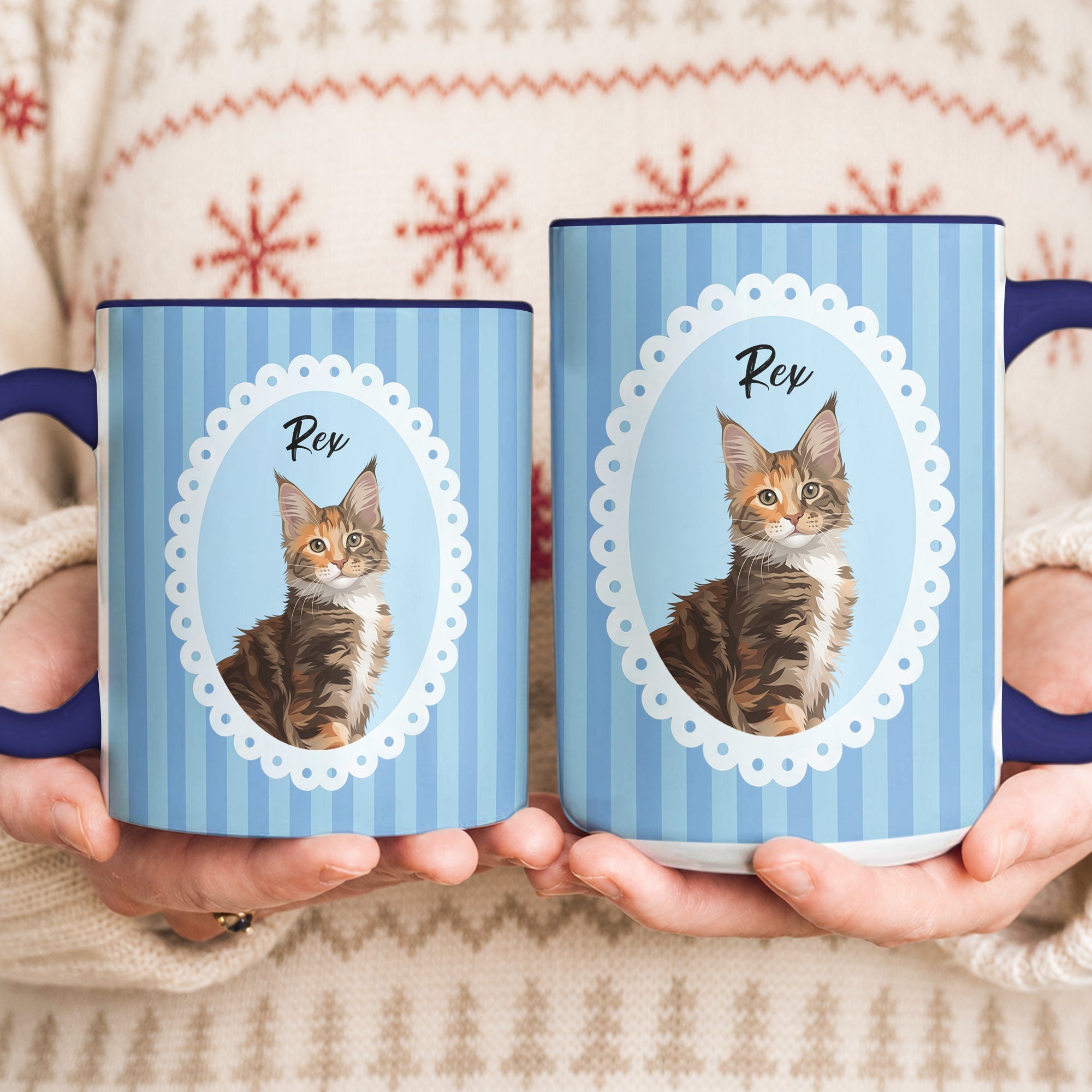 Custom Dog Cat Portrait - Turn Pet Photo Into Art - Retro Frame - Personalized Mug