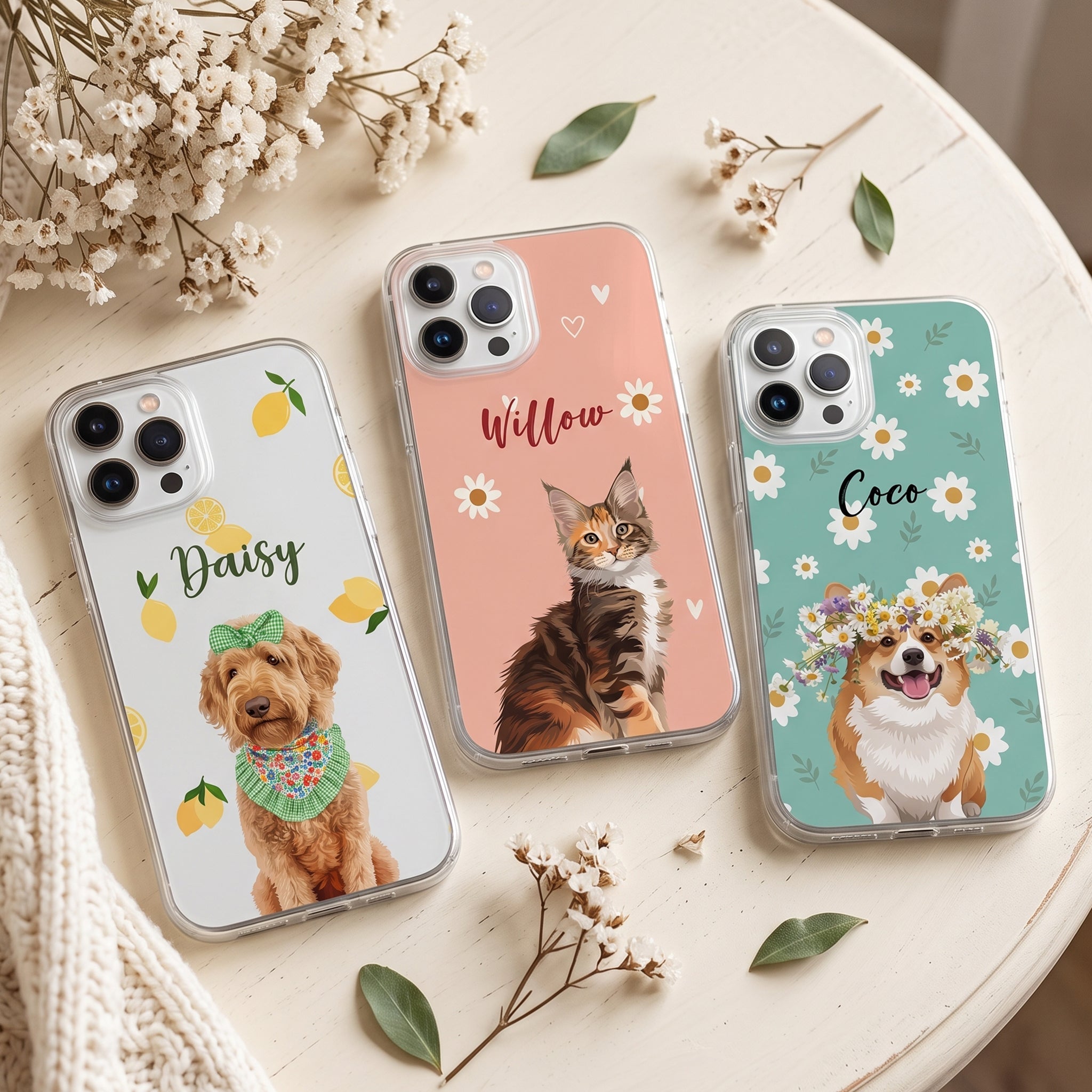 Custom Dog Cat Portrait - Turn Pet Photo Into Art - Vintage Retro Frame - Personalized Phone Case
