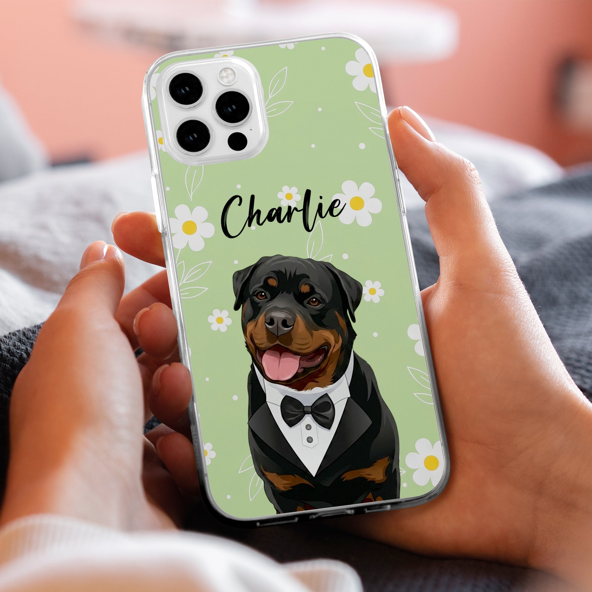 Custom Dog Cat Portrait - Turn Pet Photo Into Art - Vintage Retro Frame - Personalized Phone Case