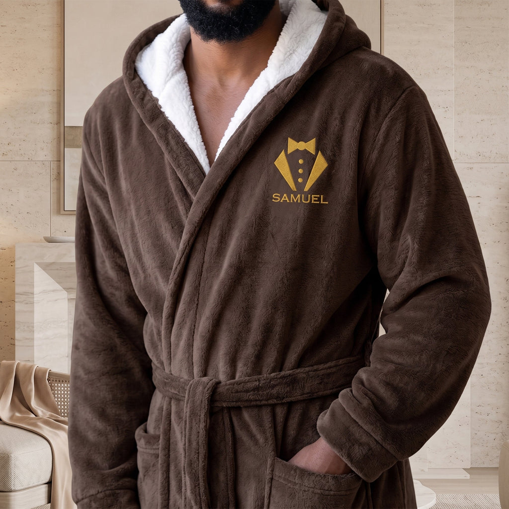 Custom Elegant & Vintage Monogram, Best Man Groom Groomsman Gift For Men, Him - Personalized Robe