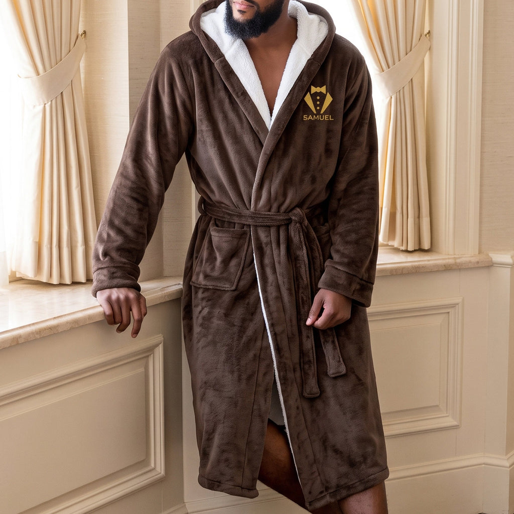 Custom Elegant & Vintage Monogram, Best Man Groom Groomsman Gift For Men, Him - Personalized Robe