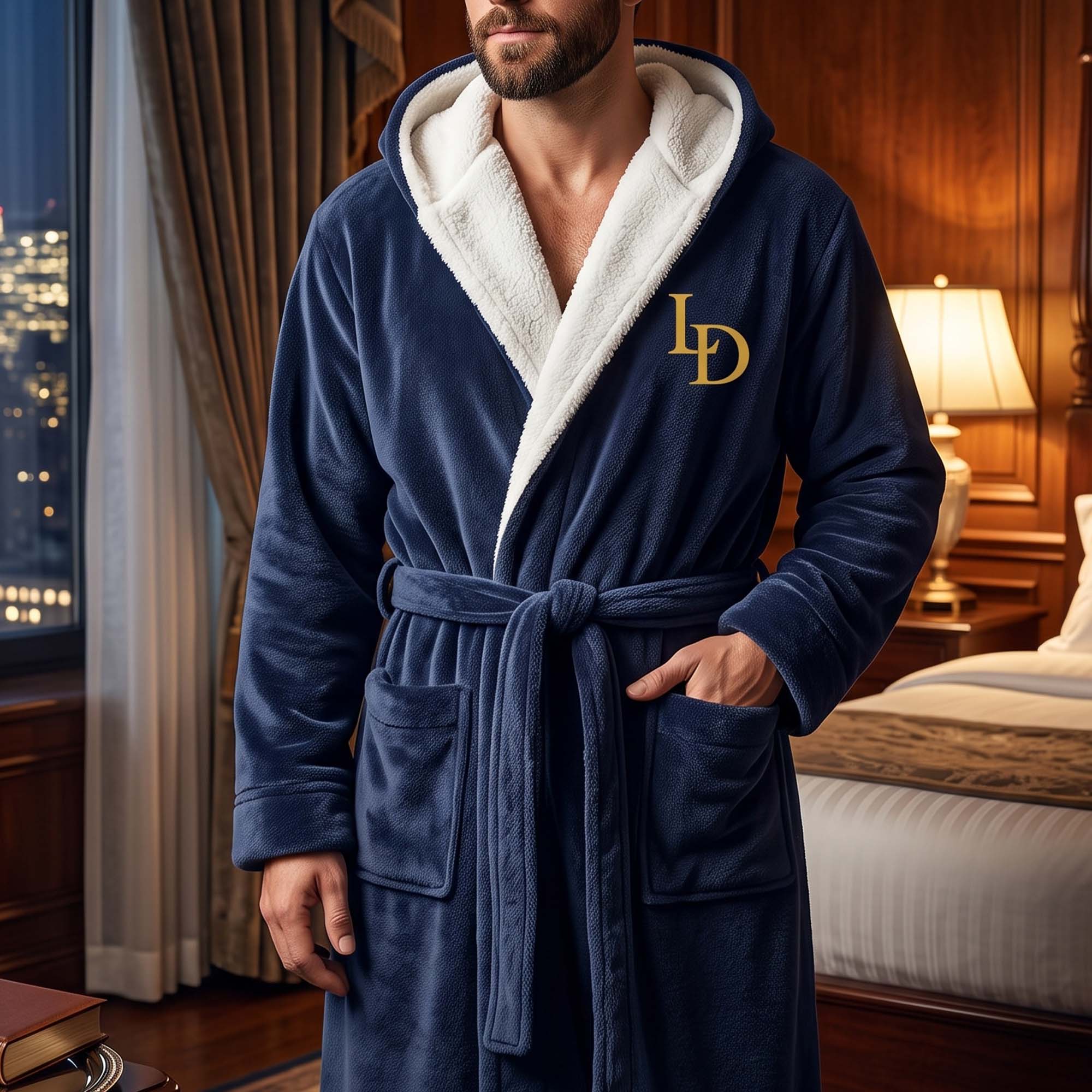 Custom Elegant & Vintage Monogram, Best Man Groom Groomsman Gift For Men, Him - Personalized Robe