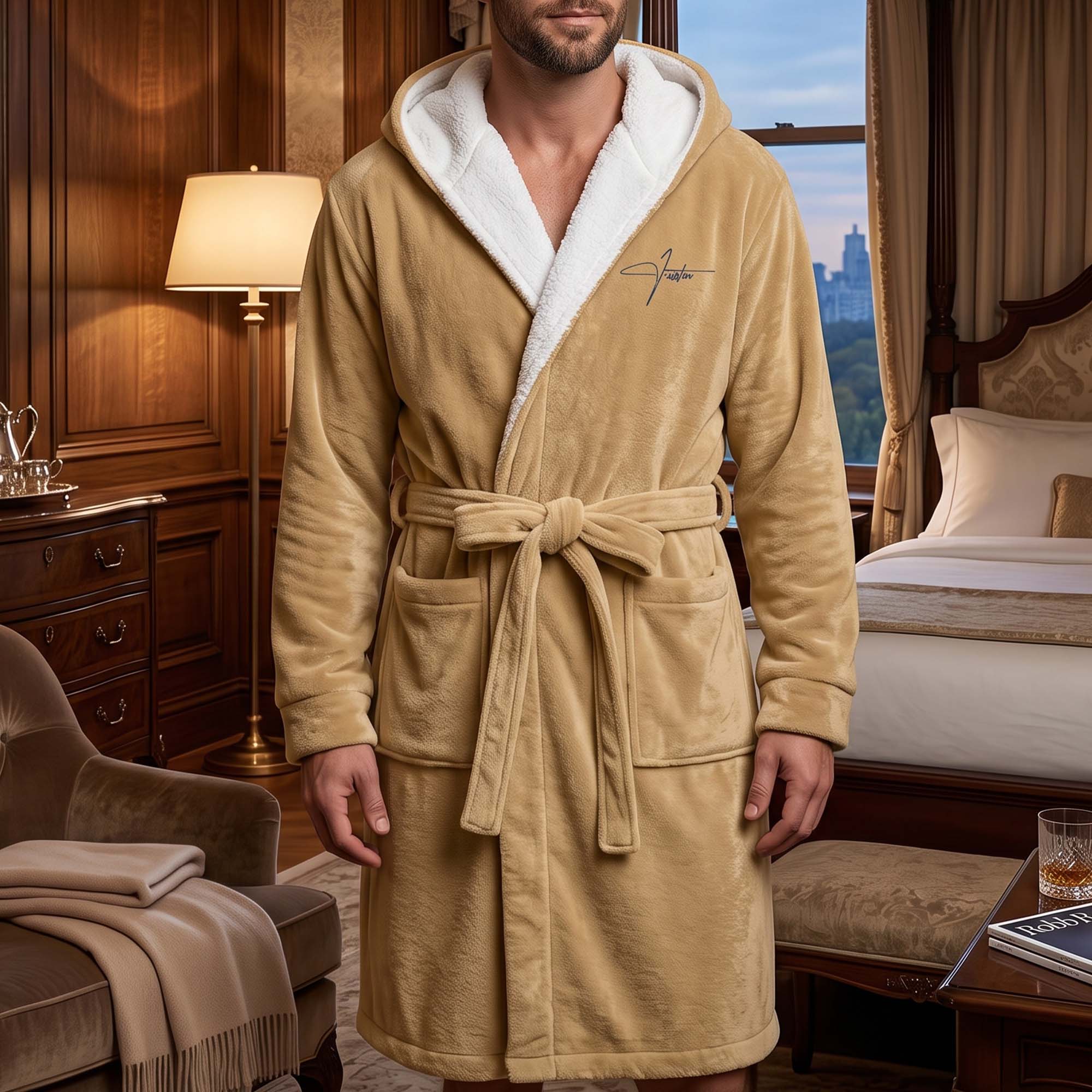 Custom Elegant & Vintage Monogram, Best Man Groom Groomsman Gift For Men, Him - Personalized Robe