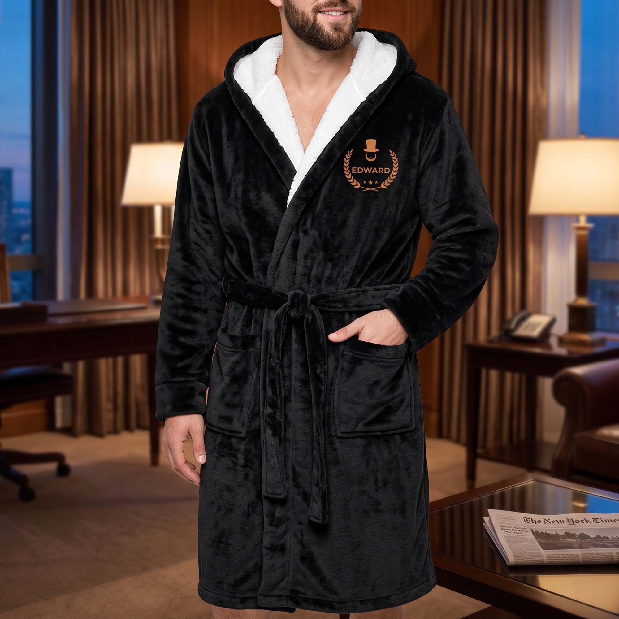 Custom Elegant & Vintage Monogram, Best Man Groom Groomsman Gift For Men, Him - Personalized Robe